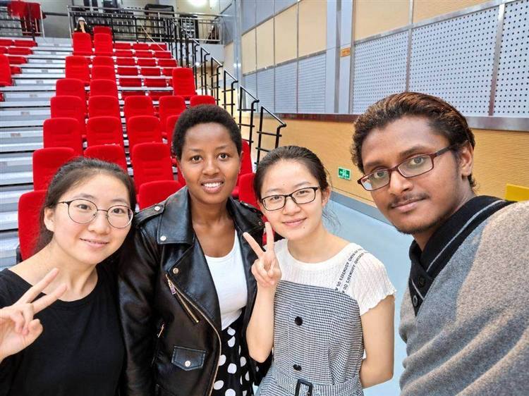Global Student Friendship in University Auditorium